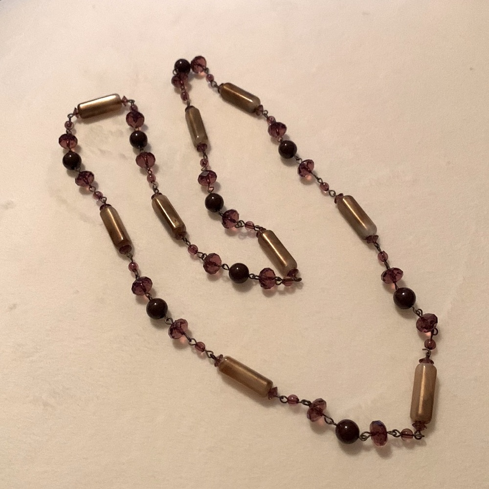 17 1/2 inches long brown bead necklace